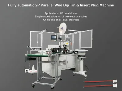 Fuldautomatisk 2P Parallel Tråd Dip Tin Maskine til Ledningsbehandling - Automatisk terminalkrympemaskine